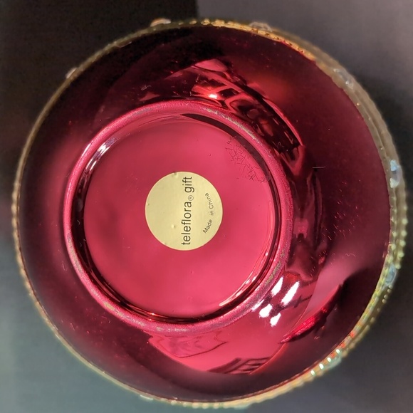 Teleflora Large Red/Gold Christmas Ornament Trinket Dish . - Picture 6 of 9